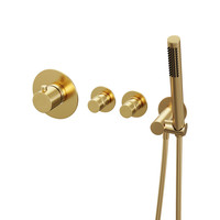 Badkraan Inbouw Set Brauer Gold Edition Thermostatisch met Badvulcombinatie en Staaf Handdouche Geborsteld Goud