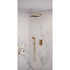 Regendoucheset Inbouw Brauer Gold Edition Thermostatisch 30cm met 3-Weg Omstelling, Gebogen Wandarm en 3-Standen Handdouche Geborsteld Goud