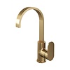 Brauer Wastafelmengkraan Brauer Gold Edition Coldstart Opbouw Hoog Plat Gebogen Platte Hendel Geborsteld Goud PVD