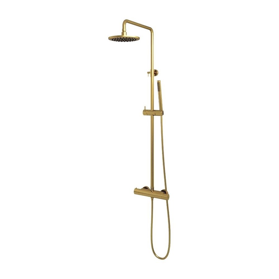 Regendoucheset Opbouw Brauer Gold Edition 20 cm Thermostatisch met Staaf Handdouche Geborsteld Goud