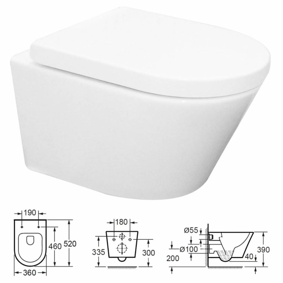UP320 Toiletset 36 Aqua Splash Vesta Rimless Met Sigma Drukplaat