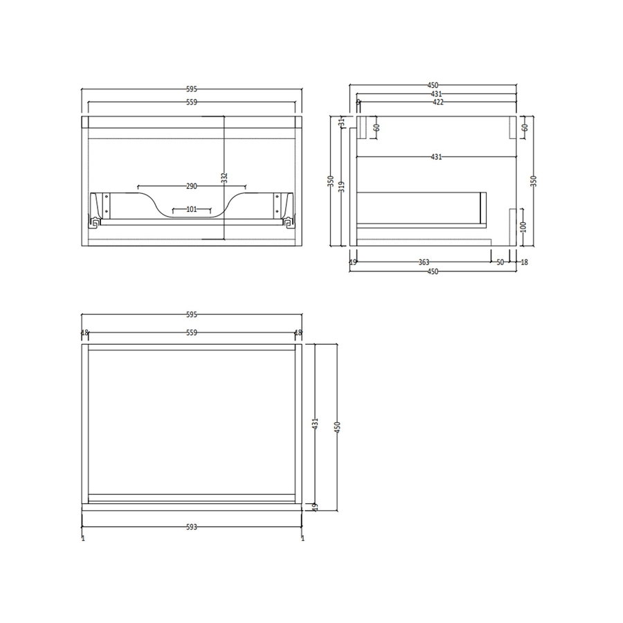 Badkamermeubel Gliss Eros 60 cm Met Wastafel (Verschillende Kleuren)