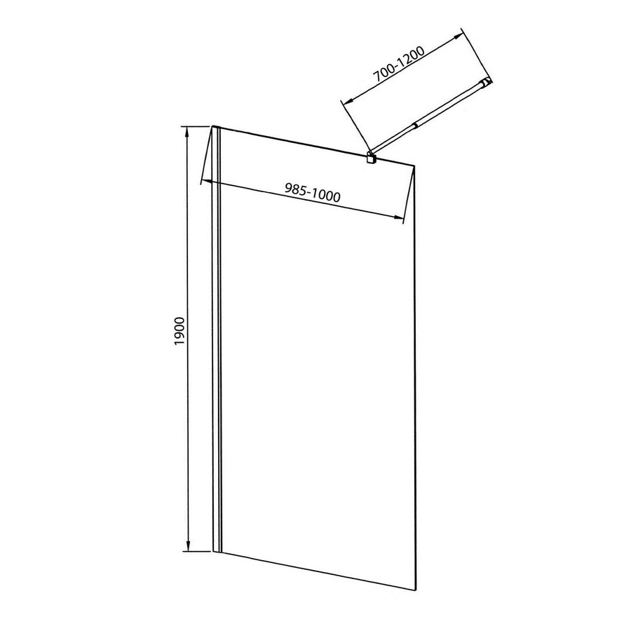 Inloopdouche Sapho Walk-In 100x190 cm met Muurprofiel Helder Glas