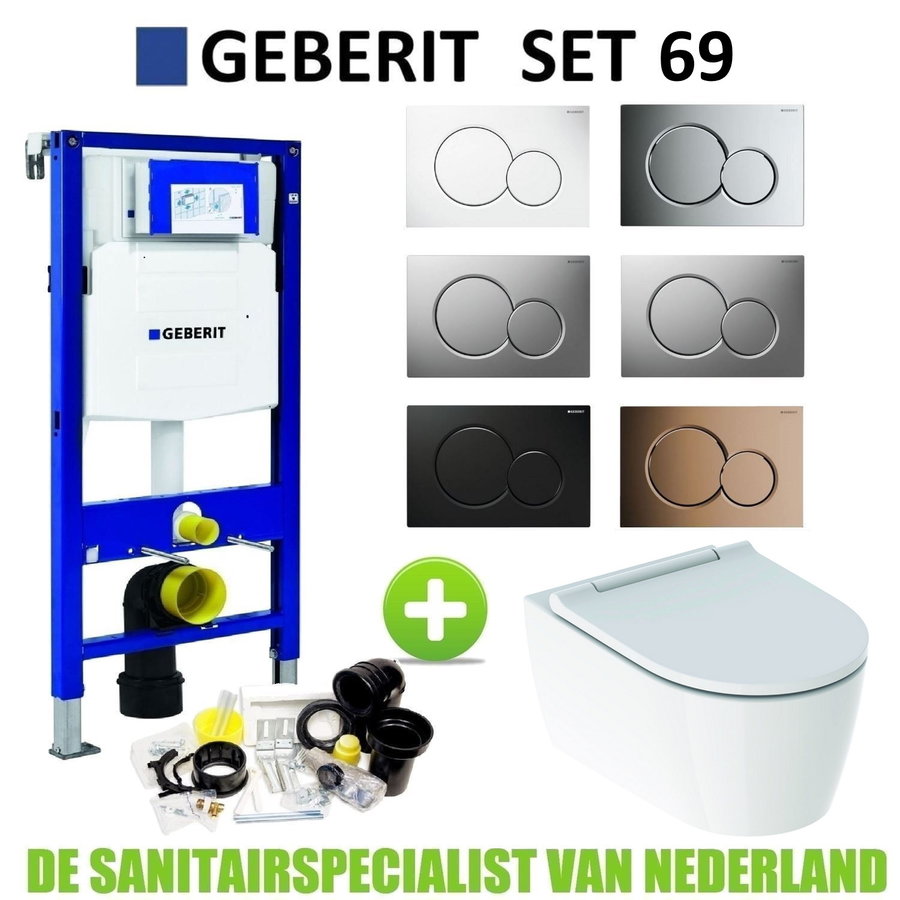 Geberit UP320 Toiletset set69 Geberit ONE Rimless Diepspoel Turboflush Wit met Sigma 01 drukplaat
