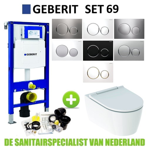 Geberit UP320 Toiletset set69 Geberit ONE Rimless Diepspoel Turboflush Wit met Sigma 20 drukplaat 