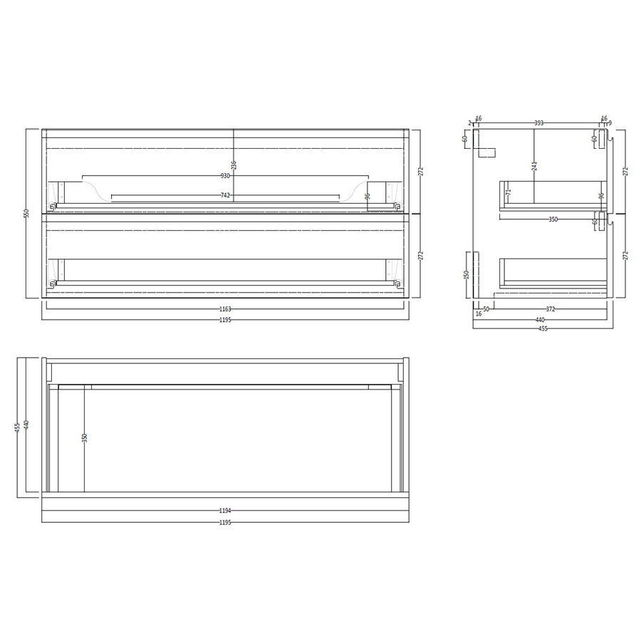 Badkamermeubelset Gliss Hermes 120 cm Mat Zwart Met Waskom