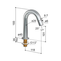 Fonteinkraan Hotbath Dude 1-knop gebogen 19.3 cm Rond Geborsteld Messing PVD