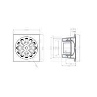 Chroom ABS doucheput 14x14 onder 40mm