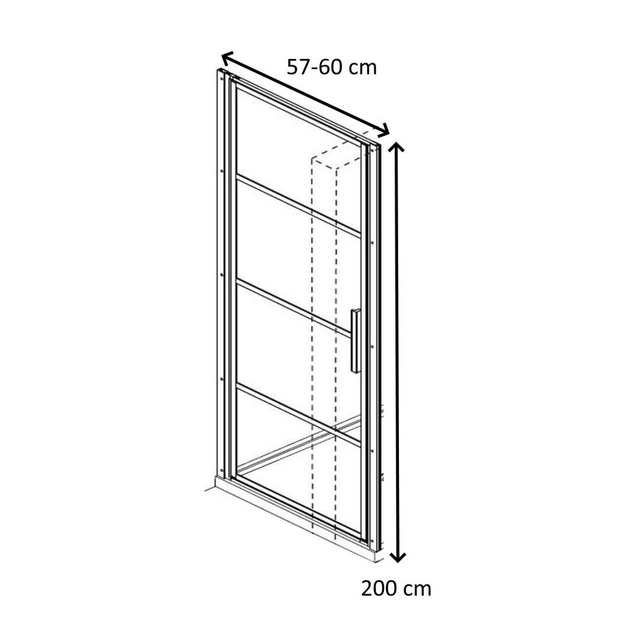 Nisdeur Lacus Tremiti 60x200 cm 6mm Helder Glas Mat Zwart Aluminium Profiel