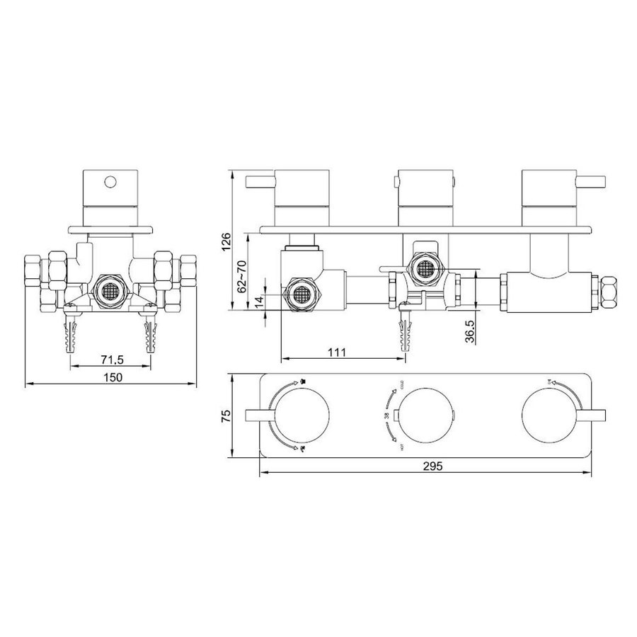 Wiesbaden one-pack inbouwthermostaatset type 17 (20cm)