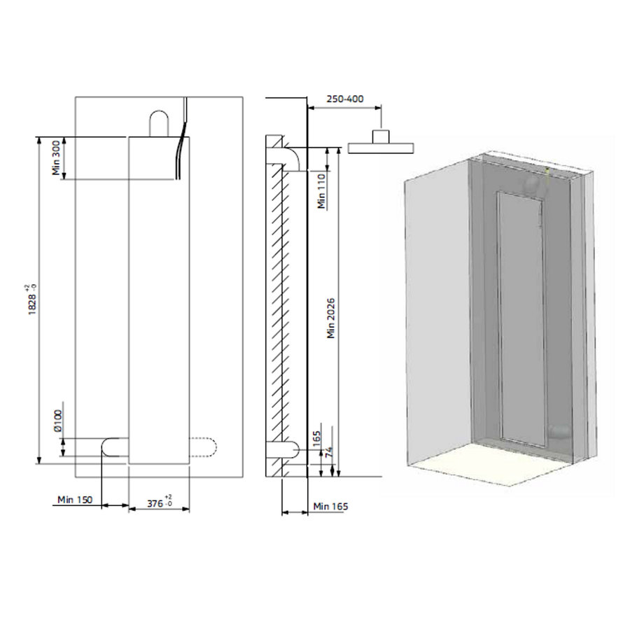 Feel Good Shower Xenz UV en IR Inbouw 180 cm Grijs