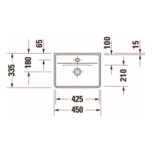 Fontein Duravit D-Neo WonderGliss Inbouw Met Kraanvlak Zonder Kraangat 45 cm Hoogglans Wit 