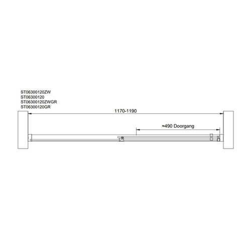 Nisdeur Van Rijn ST06 Schuifdeur Met Vaste Wand 120x200 cm 8 mm Soft Close Zwart 