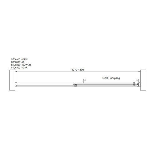 Nisdeur Van Rijn ST06 Schuifdeur Met Vaste Wand 140x200 cm 8 mm Soft Close Zwart 