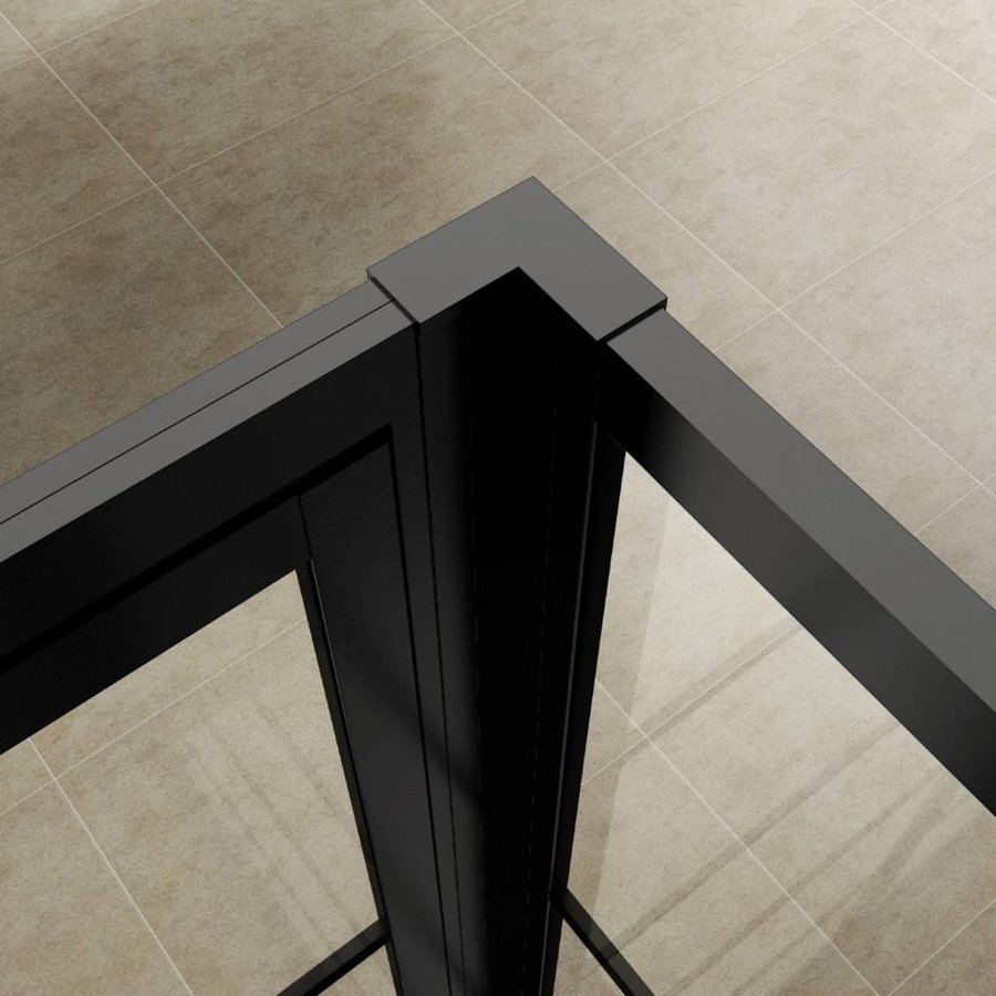 AQS Nisdeur Frame met Vast Paneel 120x200 cm 8 mm NANO Glas Mat Zwart Raster