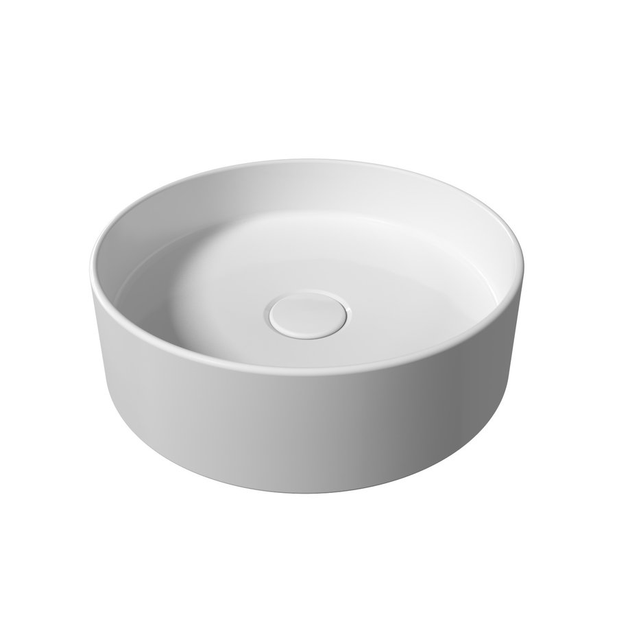 Salenzi Waskomset Hide Circle 40x12 cm Incl Hoge Kraan Mat Wit (Keuze Uit 4 Kleuren Kranen)