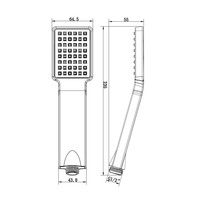 Losse Handdouche Sapho 1-stand Rechthoek 6.4 cm Mat Zwart