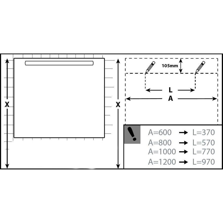 Badkamerspiegel Allibert Atlas LED Verlichting 100 cm 12 W 100x70x3 cm