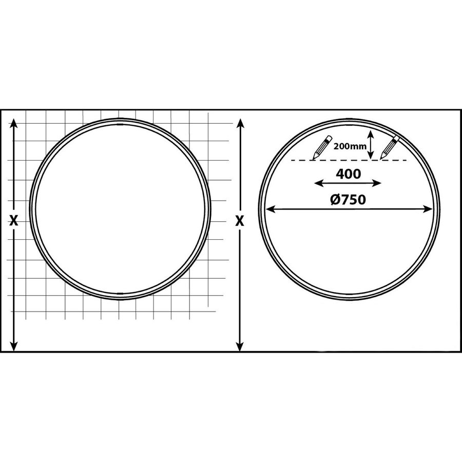 Badkamerspiegel Allibert Jed Rond Inclusief Verlichting 75 cm