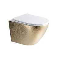 Wandcloset Best Design Royal-Gold Rimfree Inclusief Zitting Glans Wit/Goud
