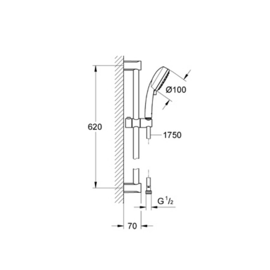 Glijstangset Grohe Tempesta New Cosmopolitan 60 cm Handdouche 2 Standen Chroom/Wit