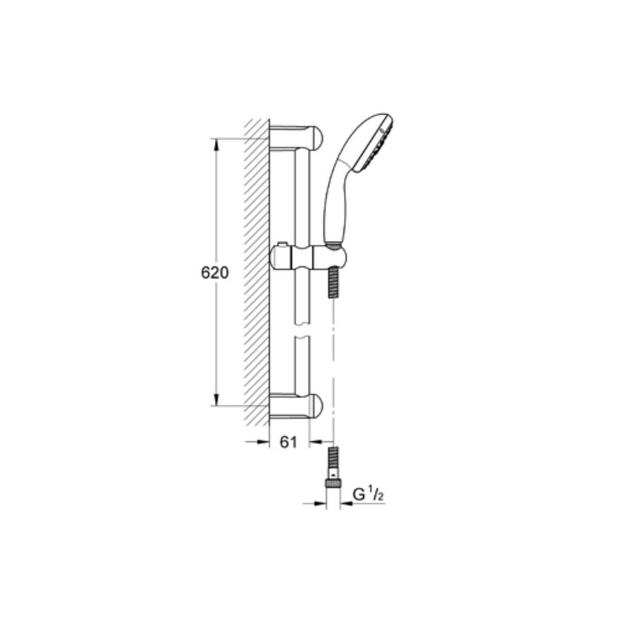 Glijstangset Grohe New Tempesta 4 standen met Doucheslang 175 cm Chroom / Wit