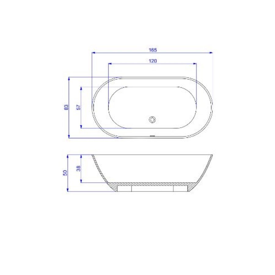 Vrijstaand Ligbad Boss & Wessing Cusco 165x83x50 cm Cast Marble Mat Wit