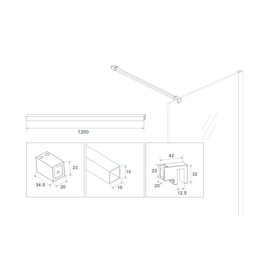 Stabilisatiestang Wiesbaden Slim 120 cm Messing Goud