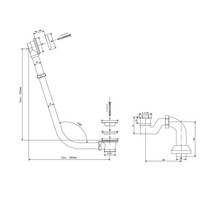 Sapho Badafvoer Retro Inclusief Ketting Plug Sifon Brons tbv Vrijstaand bad Retro