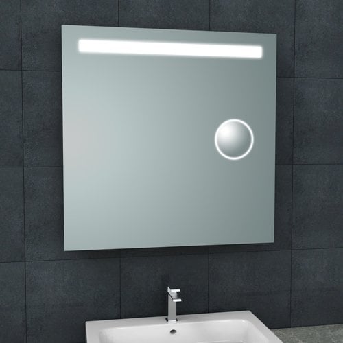 Spiegel Wiesbaden Tigris met LED Verlichting En Scheerspiegel 80x80cm 