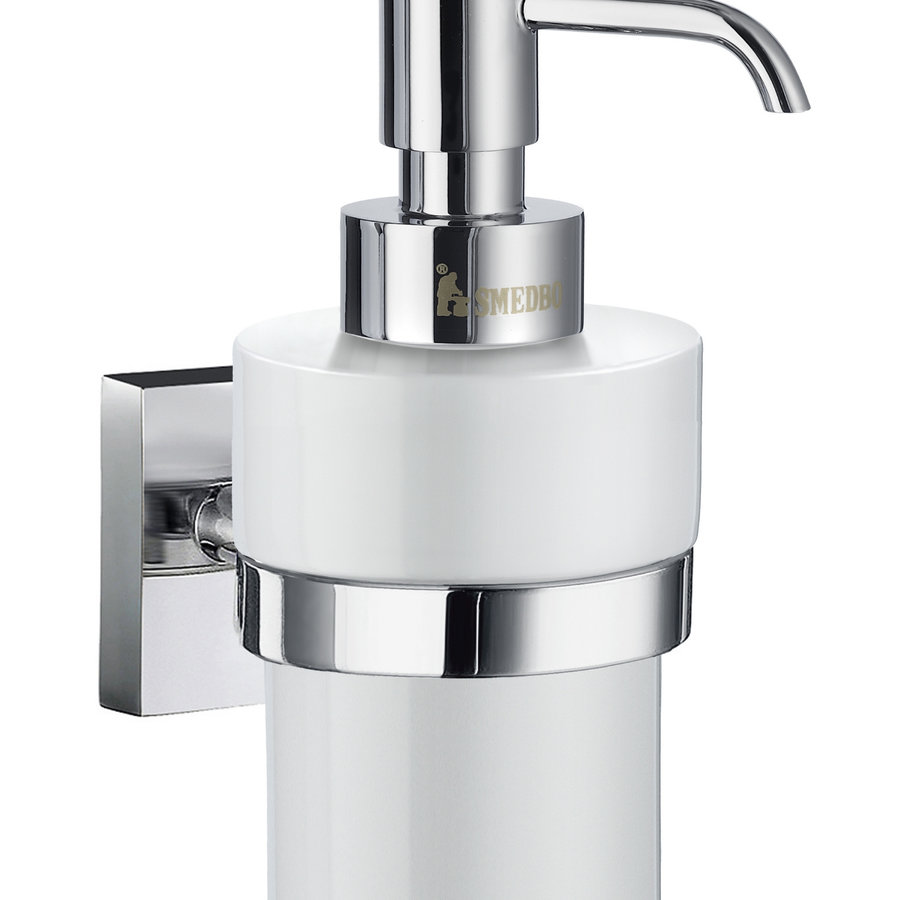 Zeepdispenser Smedbo House Wandmodel Porselein Glas met Chroom