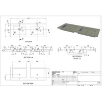 Wastafel Forzalaqua Helsinki Hardsteen Gezoet Met 2 Kraangaten 140,5x51,5x9,5 cm