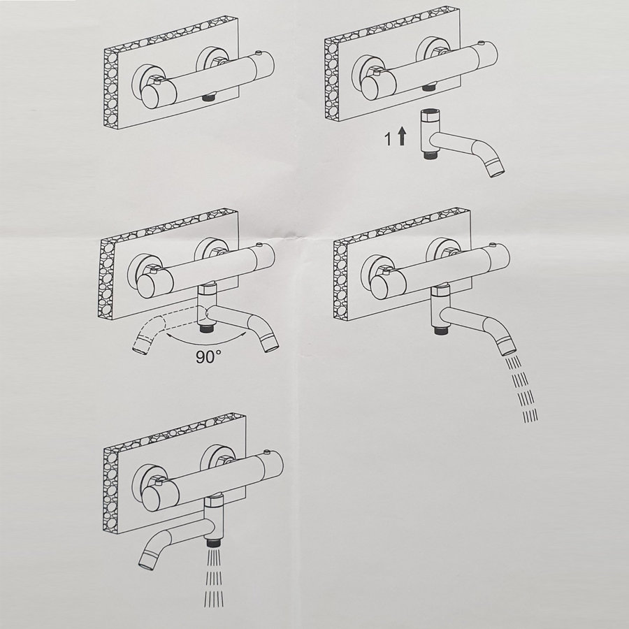 Baduitloop Sanilux Universeel Draaibaar Messing Chroom Rond
