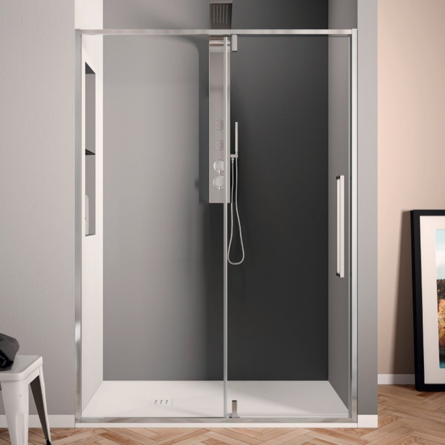 Klapdeur Lacus Murano Tweedelig Helder Glas 90x200 cm Aluminium Profiel Chroom