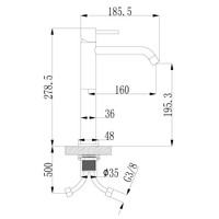 Wastafelkraan Boss & Wessing Opbouw Mengkraan Model Extra Hoog Geborsteld Koper