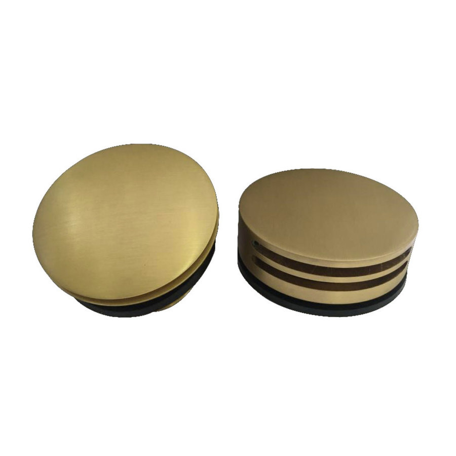 Badafvoerplug Set Boss & Wessing tbv Badoverloopcombinatie Met Vulfunctie Rond Geborsteld Messing Goud
