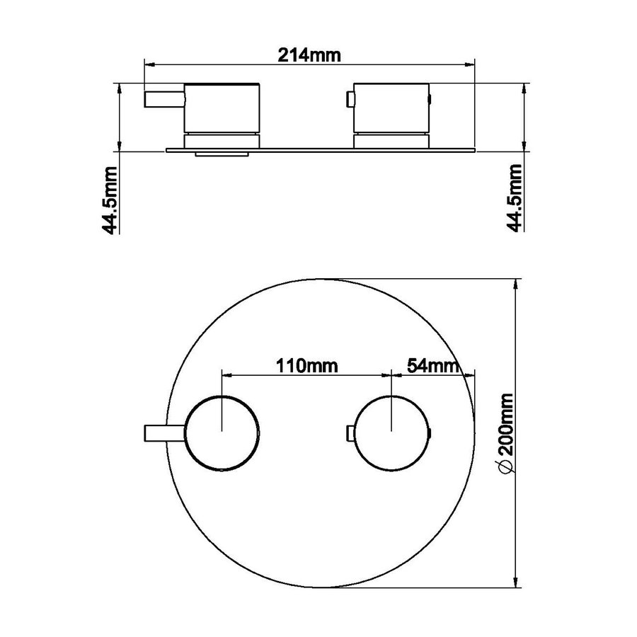 BWS Afbouwdeel Cemal Douche Thermostaat 2-Weg Rond Gunmetal