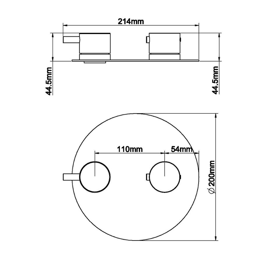 BWS Afbouwdeel Cemal Douche Thermostaat 2-Weg Rond Geborsteld Messing Goud
