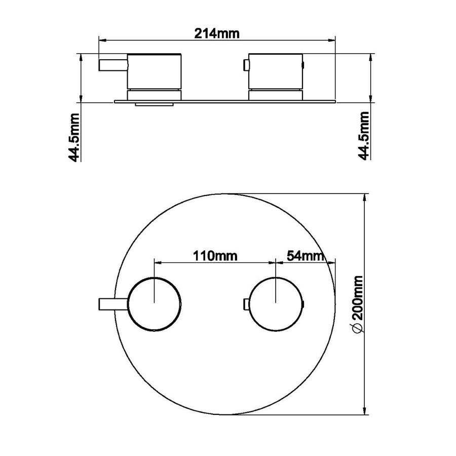 BWS Afbouwdeel Cemal Douche Thermostaat 2-Weg Rond Mat Zwart