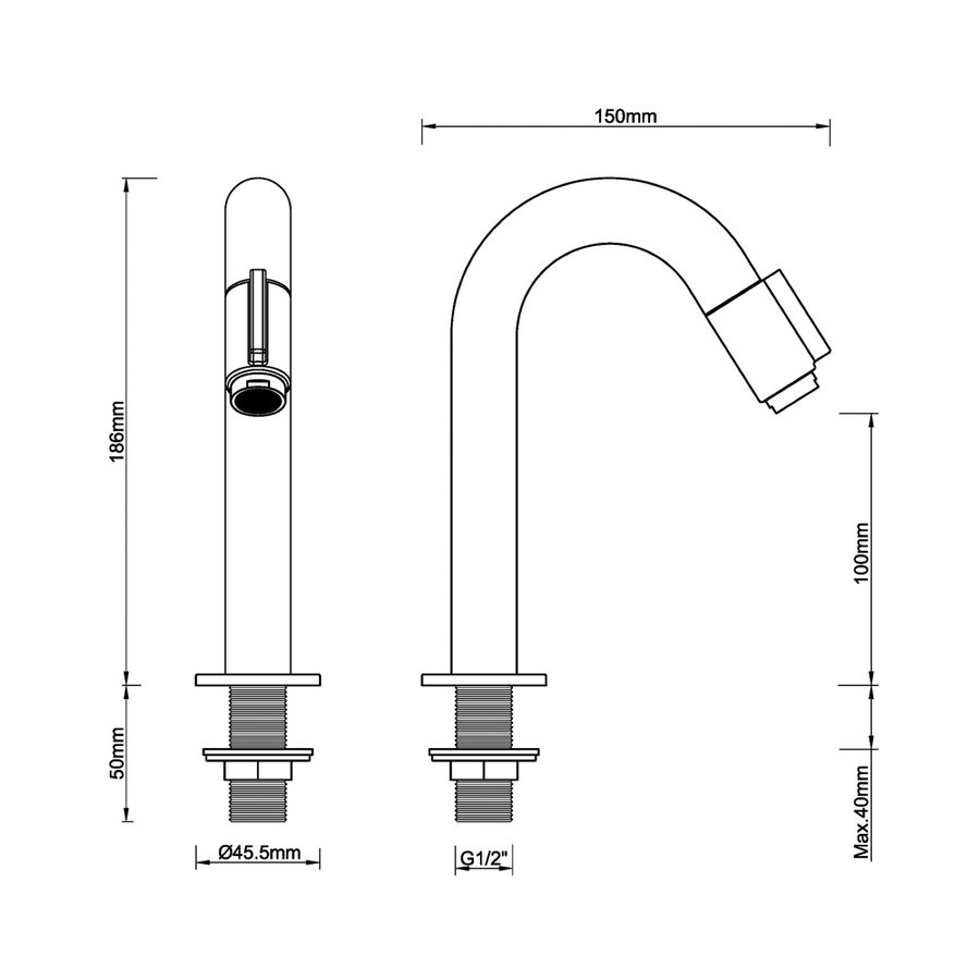Fonteinkraan Wiesbaden Luxe Victoria Toiletkraan 1/2'' Gunmetal