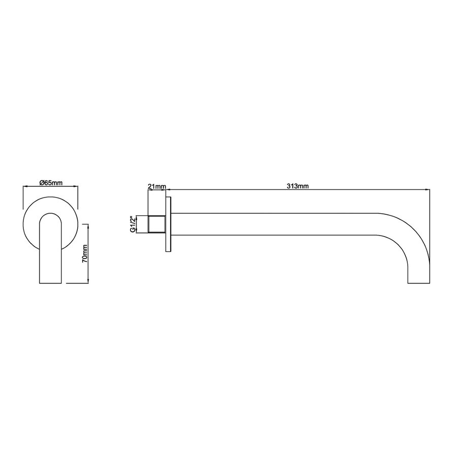 BWS Inbouwuitloop Rond 30 cm 1/2" Gunmetal