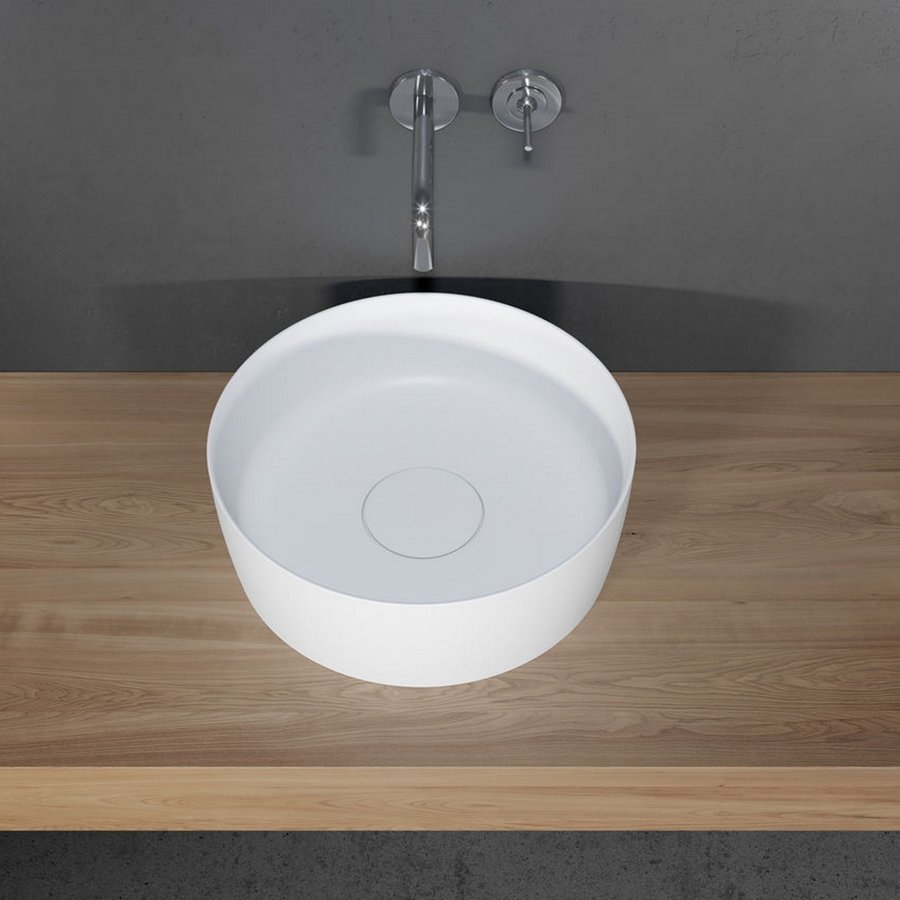 Waskom Riho Thin Opbouw Rond 41.8 cm Mat Wit