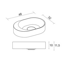 Waskom Riho Essence Ovaal Met Kraangat 48x32 cm Mat Wit