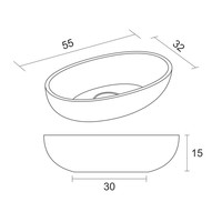 Waskom Riho Escala Opbouw Ovaal 55x32 cm Mat Wit