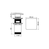 Clou InBe Stop Go Afvoerplug Met Overloop Chroom Universeel Toepasbaar 6.9x6.9cm