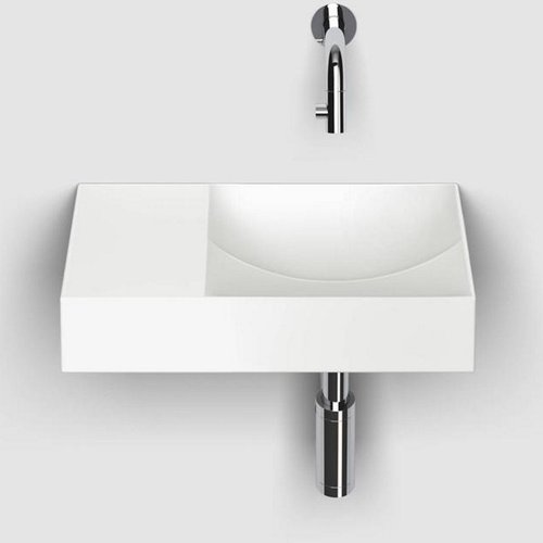 Clou Vale Fontein Met Voorbewerkt Kraangat Links Met Geintegreerde Afvoer Mat Wit Keramiek 38 cm 