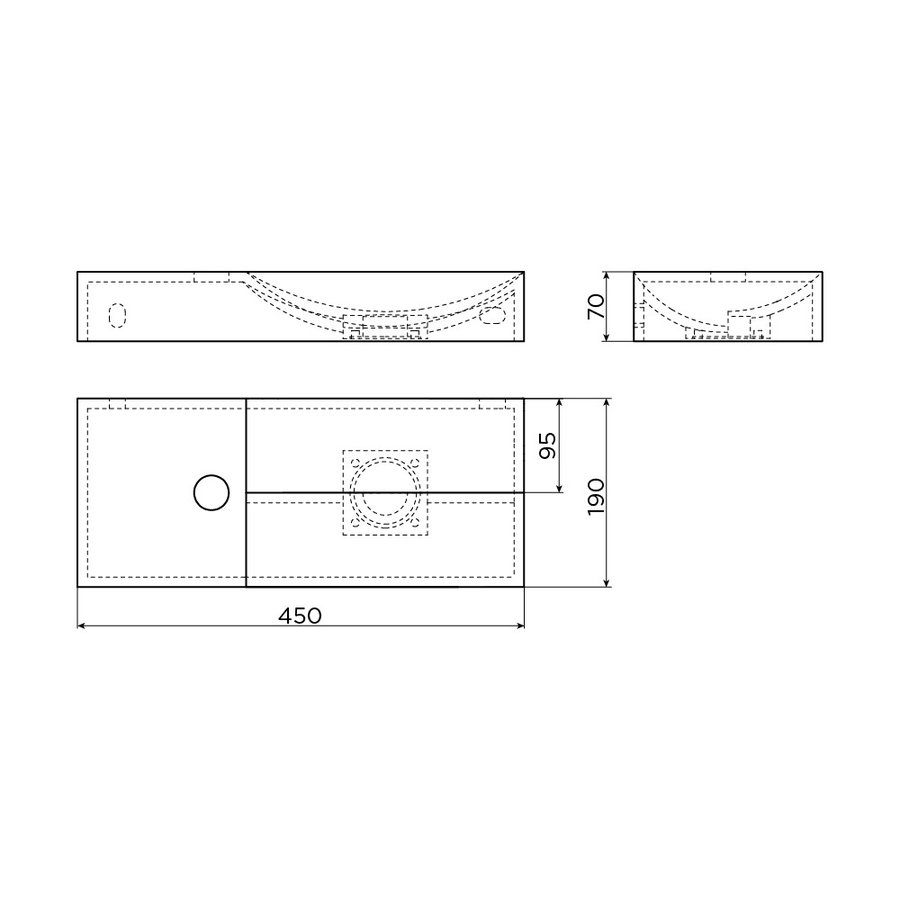 Clou Vale Fontein Met Kraangat Links Met Geïntegreerde Afvoer Wit Mat Keramiek 45 cm