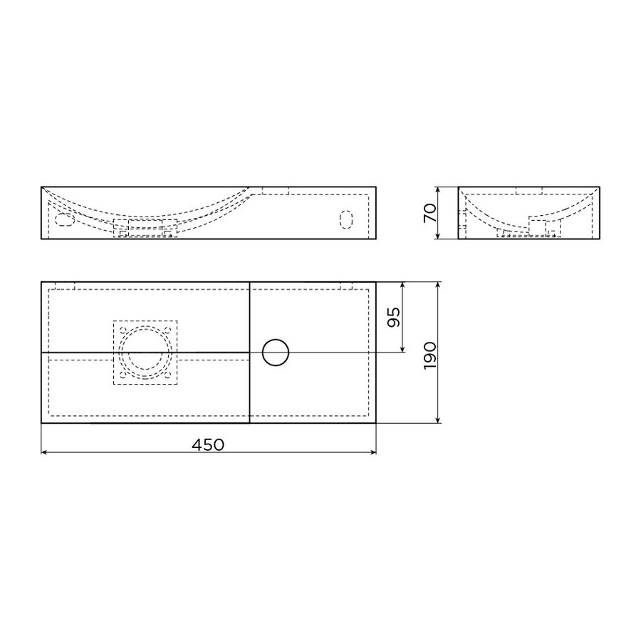 Clou Vale Fontein Met Kraangat Rechts Met Geïntegreerde Afvoer Wit Mat Keramiek 45 cm