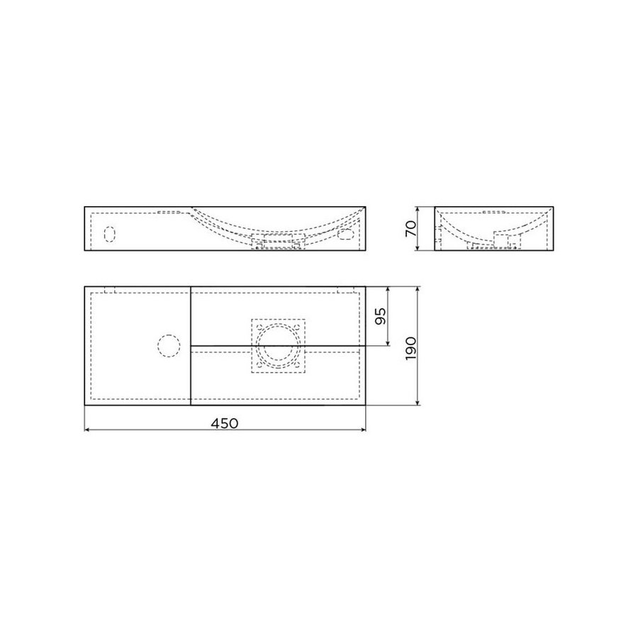 Clou Vale Fontein Met Voorbewerkt Kraangat Links Met Geïntegreerde Afvoer Wit Mat Keramiek 45 cm