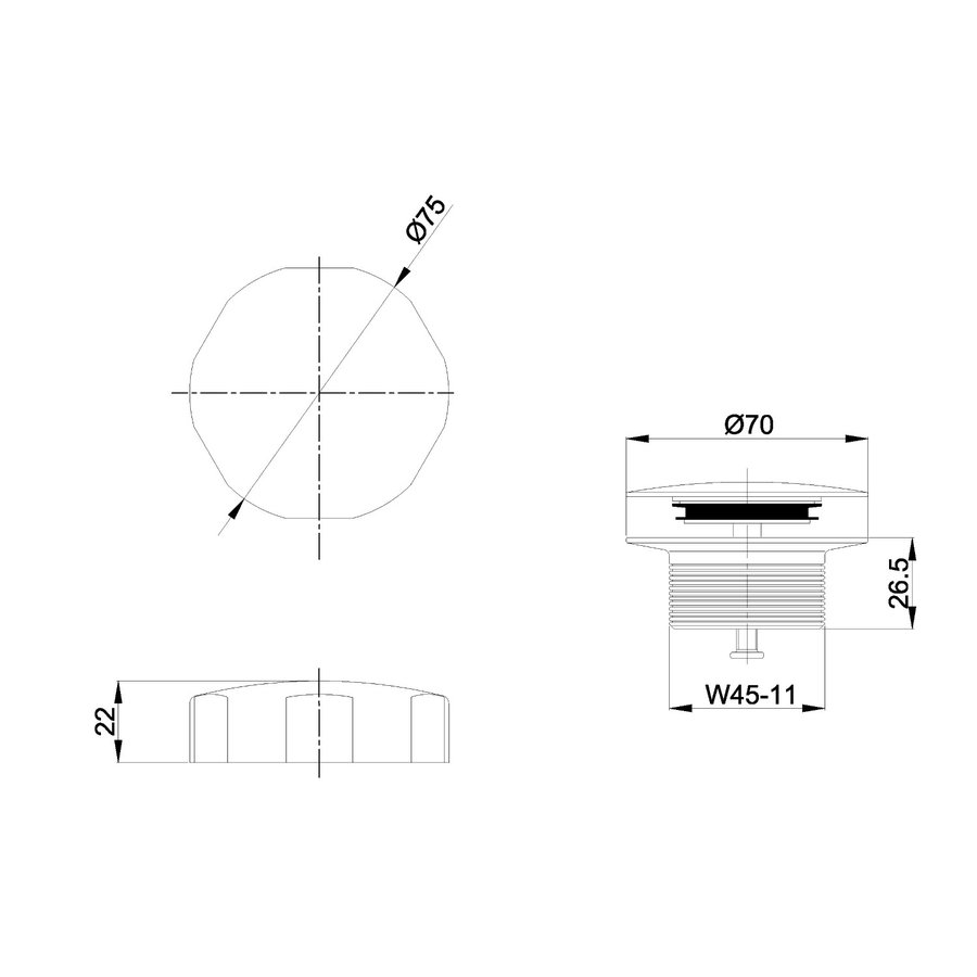 Knop/plug Badoverloop Wiesbaden Gunmetal